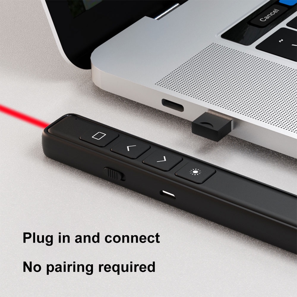 VIRWIR Bút Trình Chiếu powerpoint lật trang không dây laser cổng USB 2.4GHz tiện lợi