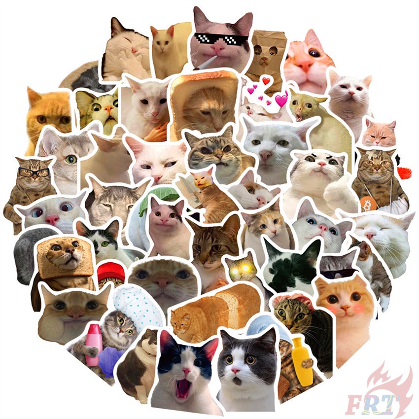 50 Cái / Bộ ❉ Sticker Dán Trang Trí Hình Mèo Emoji Ngộ Nghĩnh 01 ❉ Sticker Dán Tường Chống Thấm Nước Họa Tiết Doodle Hợp Thời Trang