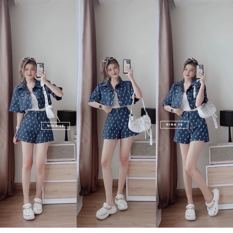 (SHOP nàng béo BIGSIZE 50kg đến 90kg )set áo sơ mi ctoptop kèm quần ngắn