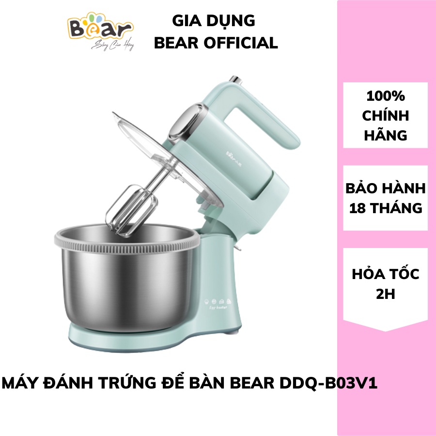 Máy Đánh Trứng Cầm Tay Mini Trộn Bột Để Bàn Đa Năng Bear DDQ-B03V1, Máy Đánh Kem Trứng_Công Suất 300W_Bảo Hành 12 Tháng