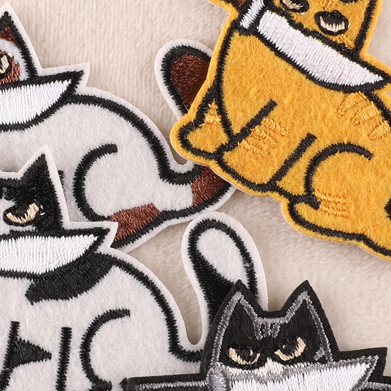 Sticker Ủi Thêu Hình Mèo Hoạt Hình Dễ Thương
