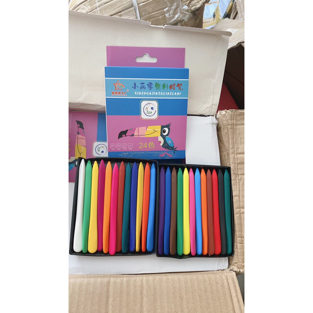 Bộ Bút sáp màu HỮU CƠ 12 và 24 màu an toàn cho bé tập tô tặng chun xoắn