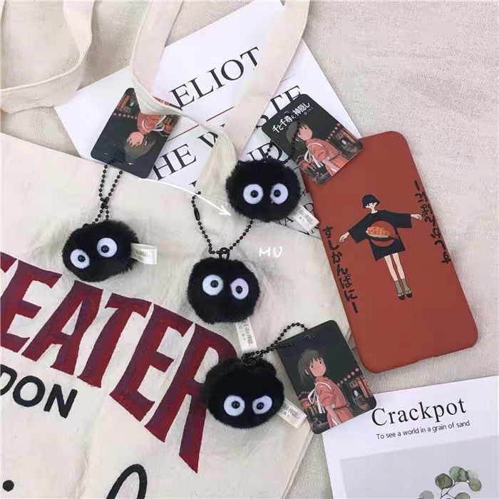 Cartoon Cute Briquettes Pendant Keychain Girl New INS Fashion Anime Bag Dust Clothes Hair Ball Accessories Female