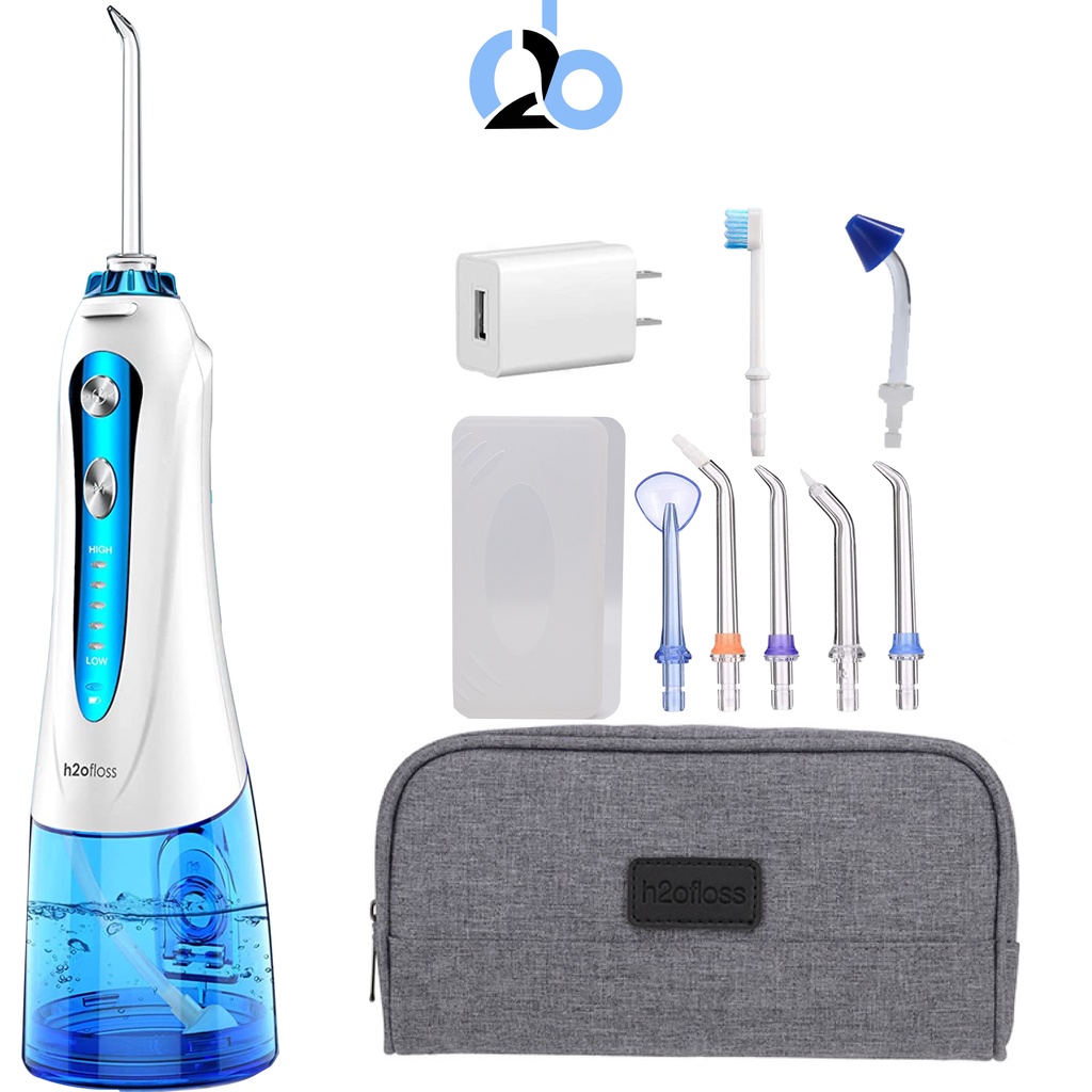 Tăm nước cầm tay H2ofloss HF9P. Dụng cụ vệ sinh răng miệng hoàn hảo tặng kèm củ sạc nguồn thấp
