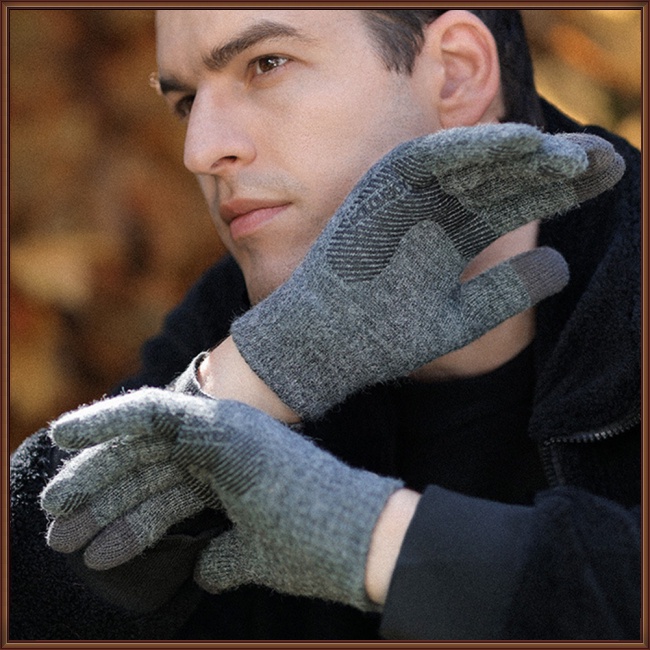 1 Đôi Găng Tay Chạy Bộ Vải Dệt Kim Dày Giữ Ấm Chống Trượt Thời Trang Mùa Đông Dành Cho Nam Dz118