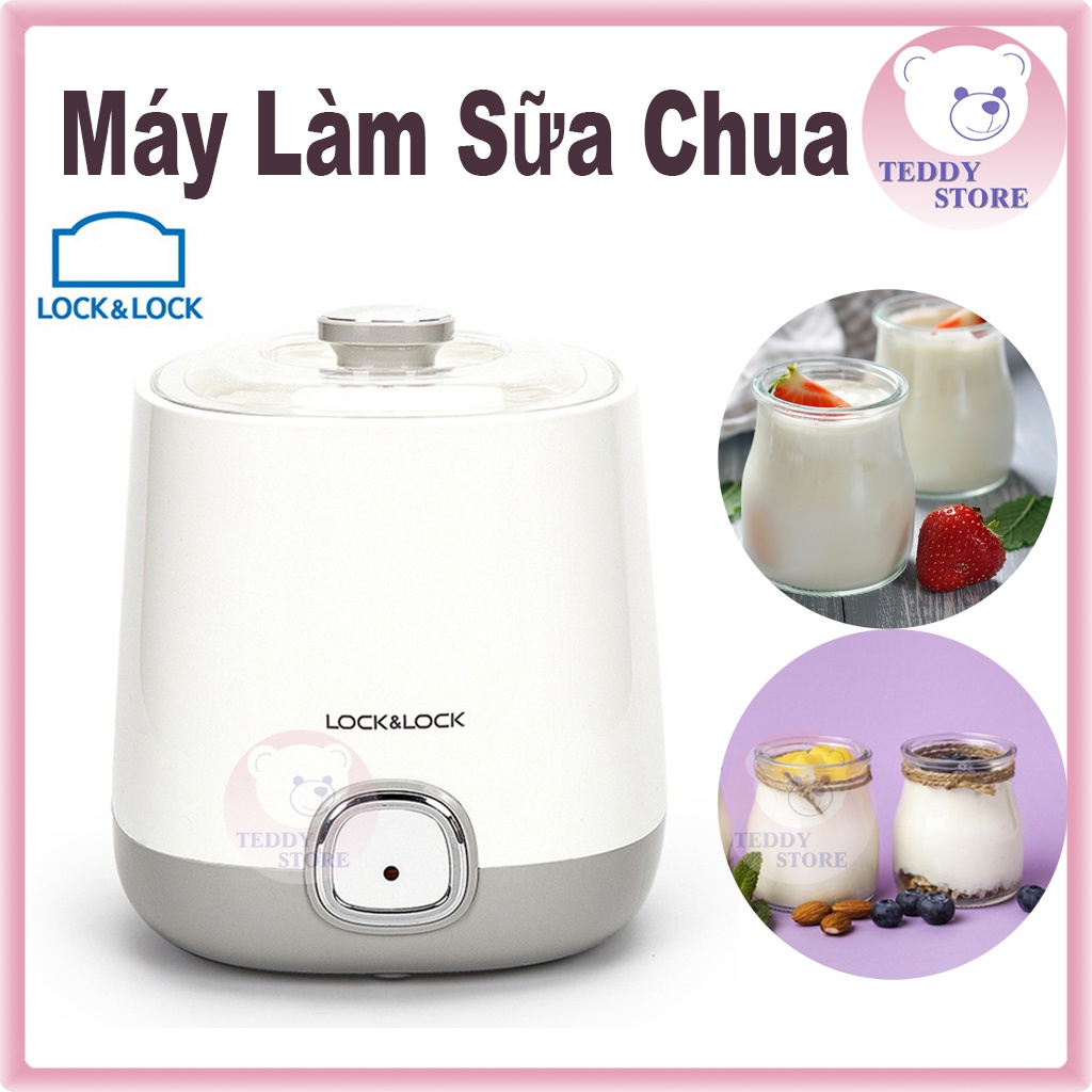 Máy Làm Sữa Chua LocknLock 1L EJY110SLV - Hàng chính hãng nắp thủy tinh dễ quan sát, lên men tự động