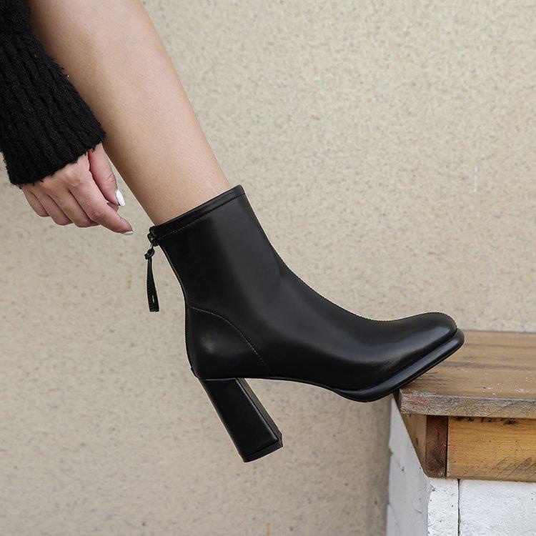 Giày Boot Cao Gót Mũi Vuông Thiết Kế Mới Thời Trang Mùa Thu Đông Dành Cho Nữ