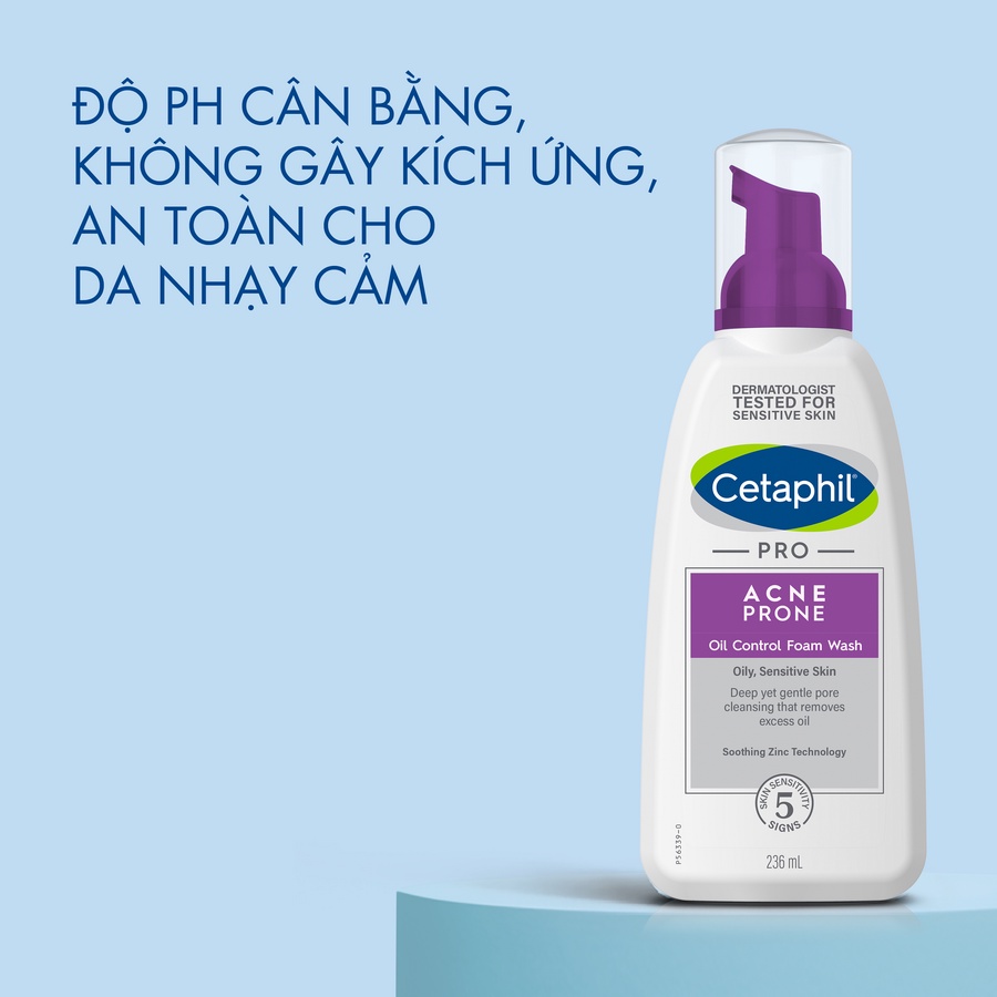 Sữa rửa mặt tạo bọt mịn dịu lành cho da dầu mụn nhạy cảm CETAPHIL PRO ACNE PRONE/OIL CONTROL FOAM WASH 236ML