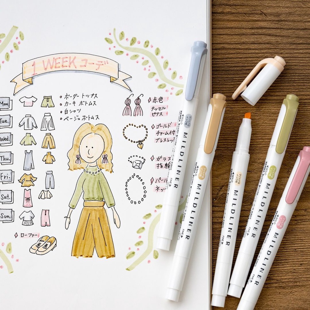 Bút đánh dấu 2 đầu Zebra Mildliner Nhật Bản  - 1 cây