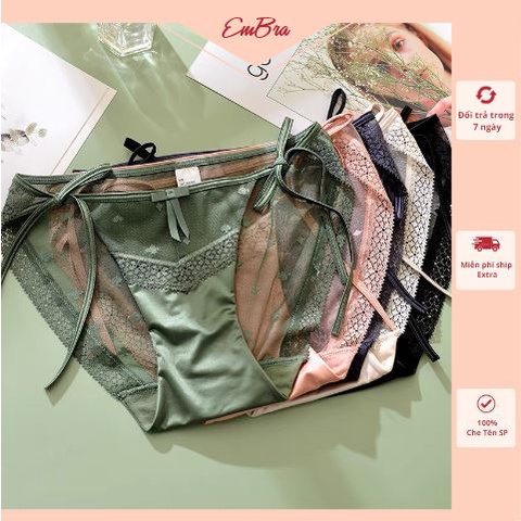 Quần lót nữ Embra ren buộc dây sườn lụa mềm mịn hàng cao cấp EBQL49