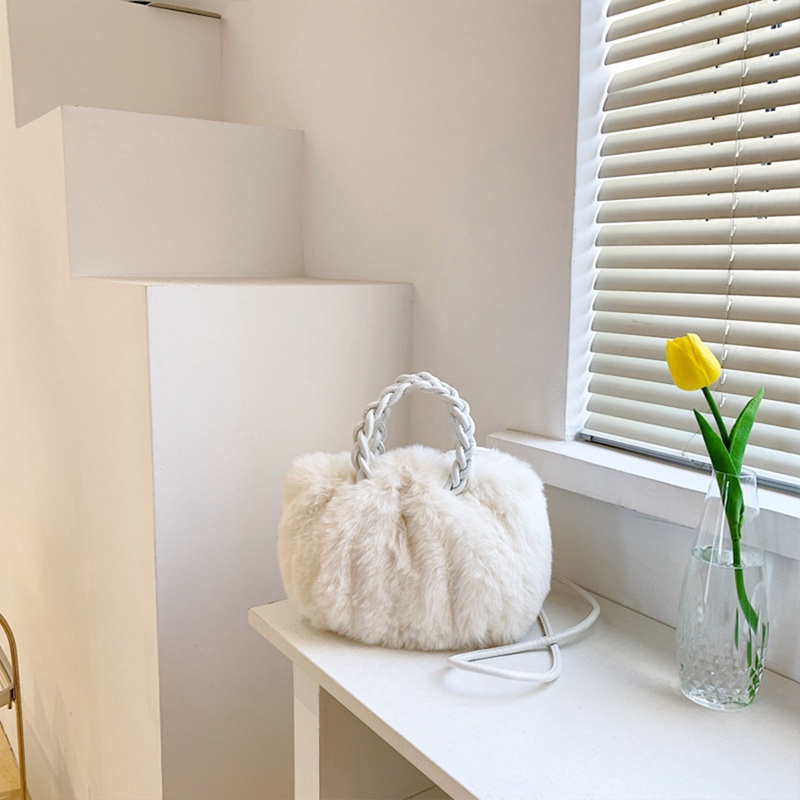 Túi Xách Tay / Đeo Vai Phủ Lông Mềm Mại Thời Trang Thu Đông Dành Cho Nữ