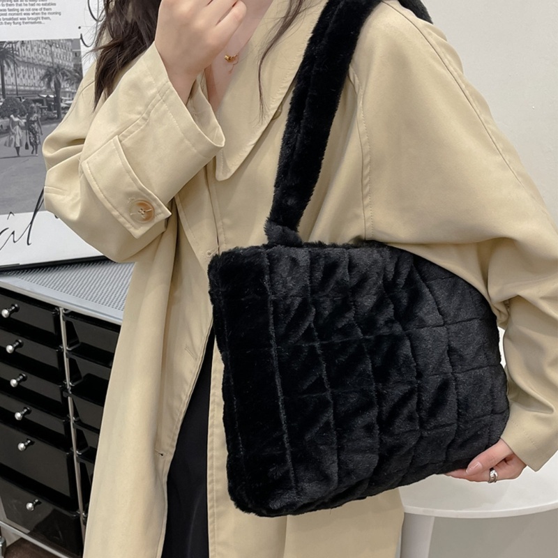 Wmmb Túi Xách Đeo Vai Phủ Lông Mềm Mại Màu Trơn Cỡ Lớn Thời Trang Nữ