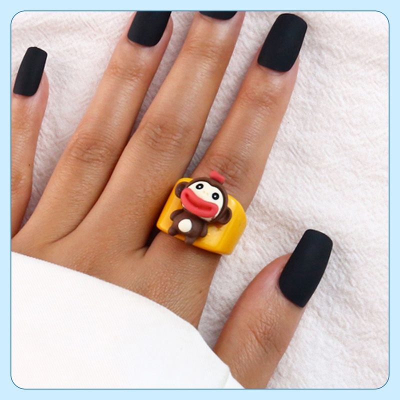 ✨✨Mới Nhẫn Hở Hình Quái Vật Hoạt Hình Bằng Nhựa Resin Dễ Thương Thời Trang Mùa Hè