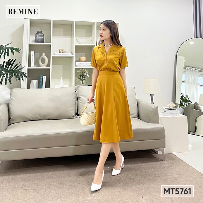Set chân váy áo sơ mi cổ vest BEMINE MT5761