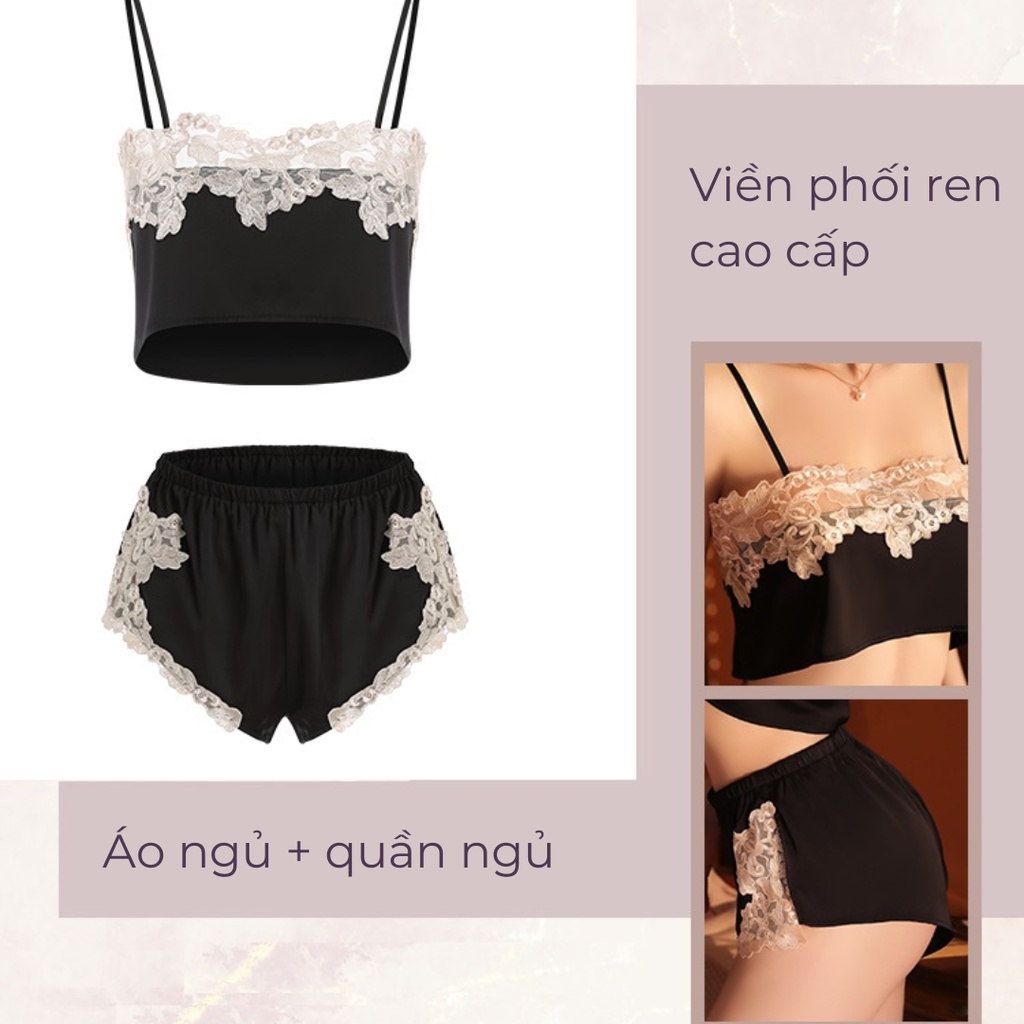 Bộ đồ ngủ VICKE SECVIA chất ren cao cấp, đầy đủ phụ kiện đi kèm, phong cách sang trọng sexy quyến rũ 1092 | BigBuy360 - bigbuy360.vn