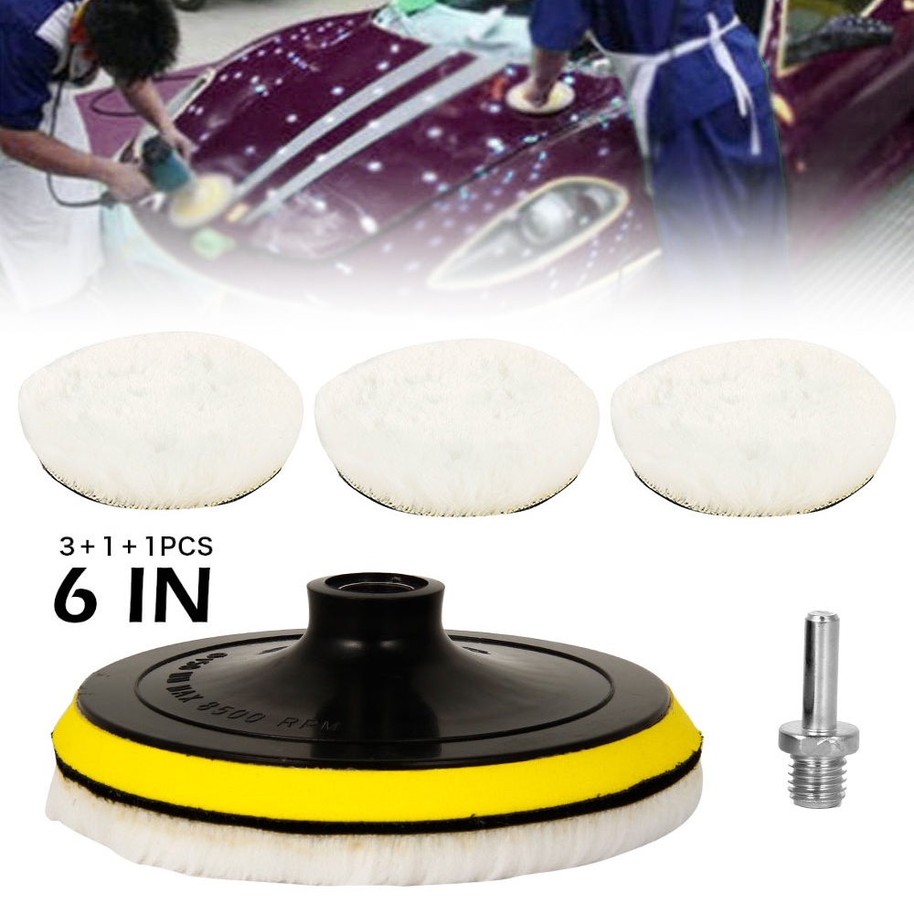 Bộ 5 Miếng Vải Len Tròn 6 inch Đánh Bóng Xe Hơi Chuyên Dùng