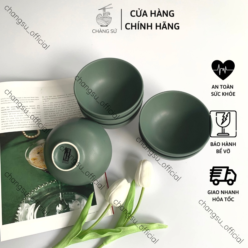 Bộ 6 bát cơm sứ xanh cổ vịt màu đẹp giá rẻ - Set chén ăn cơm men lì xả kho (loại 2) - Chàng Sứ