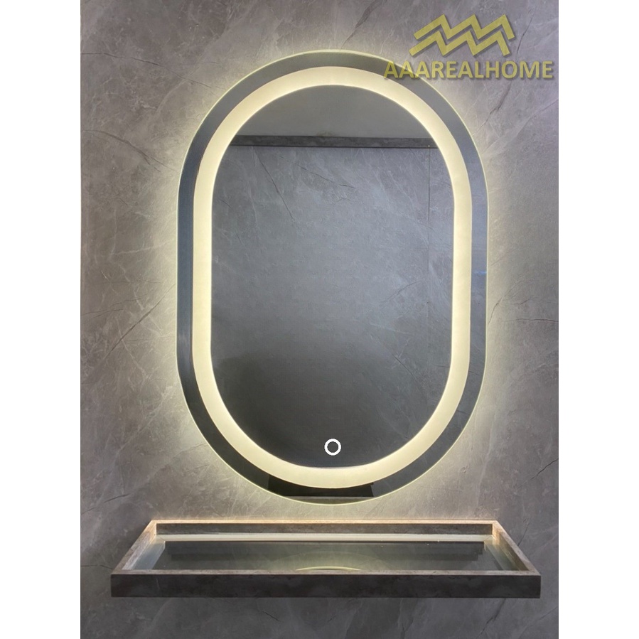 60x90cm Gương soi oval AAArealhome OV Gương oval đèn led cảm ứng Gương trang điểm Gương nhà tắm