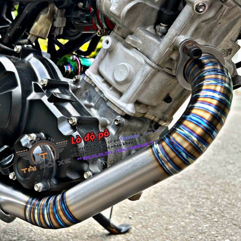 Cổ pô titan 38-51 cho ex150, gắn lon ZIN