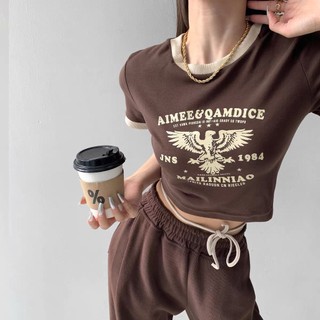 Áo Croptop Aimee&Qamdice thắt dây eo