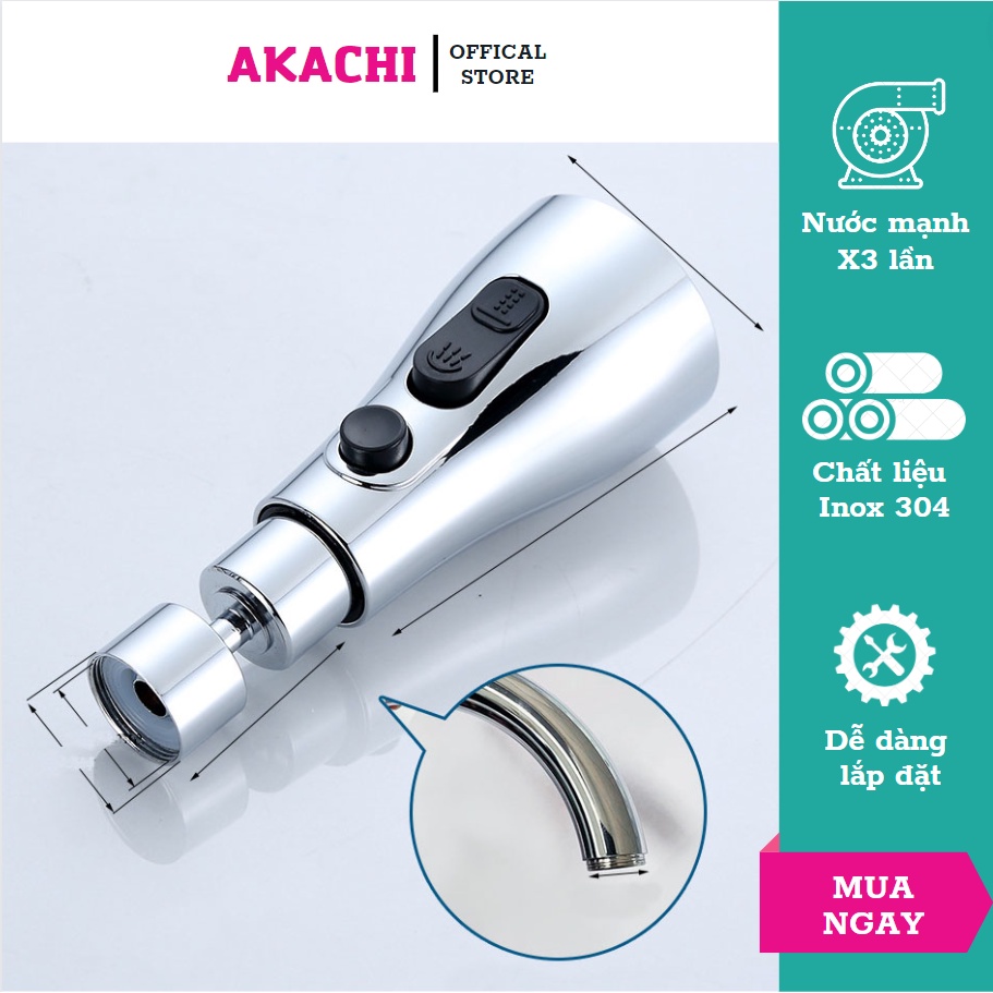 Đầu Vòi Tăng Áp Rửa Bát Điều Hướng Xoay 360 Độ - 5 Chế Độ Nước - Giúp Tăng Áp Xuất Nước Gấp 5-6 Lần