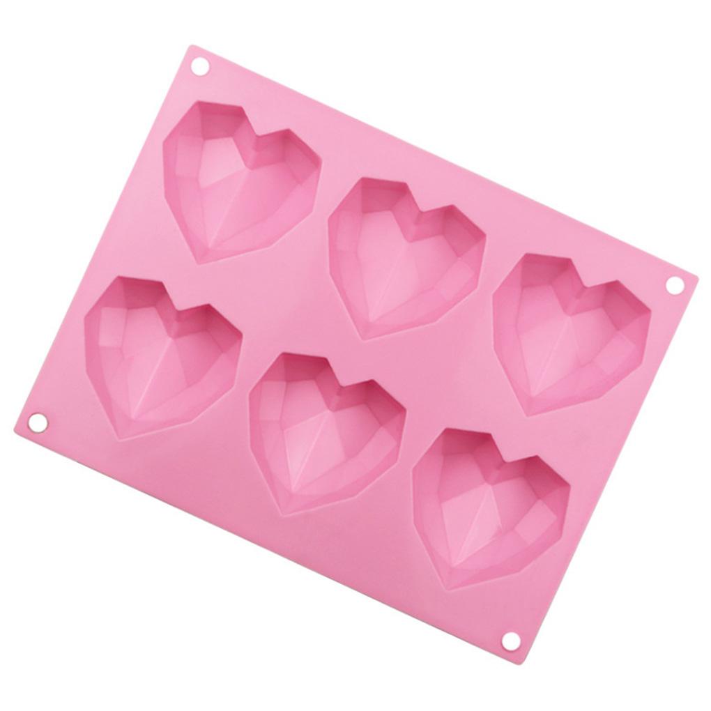 Khuôn Silicone 6 Ngăn Tạo Hình Trái Tim Trang Trí Bánh