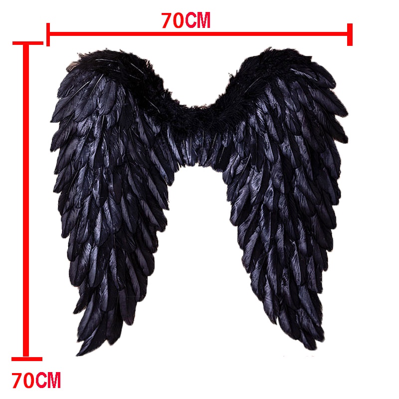 Đôi Màu Đen Cánh thiên thần cosplay màu trắng