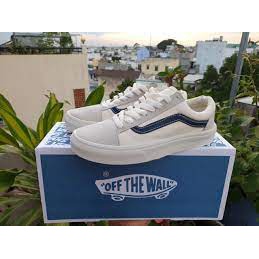 Giày Vans Vault Old Skool Trắng Sọc Đen giày nam nữ full bill box