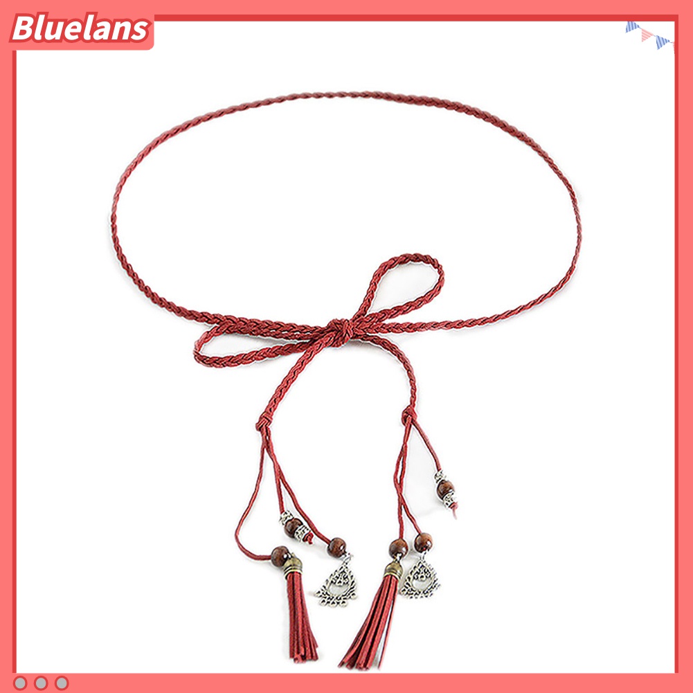 Thắt Lưng Dây Bện Mỏng Đính Hạt Và Tua Rua 48h Thời Trang Cho Nữ