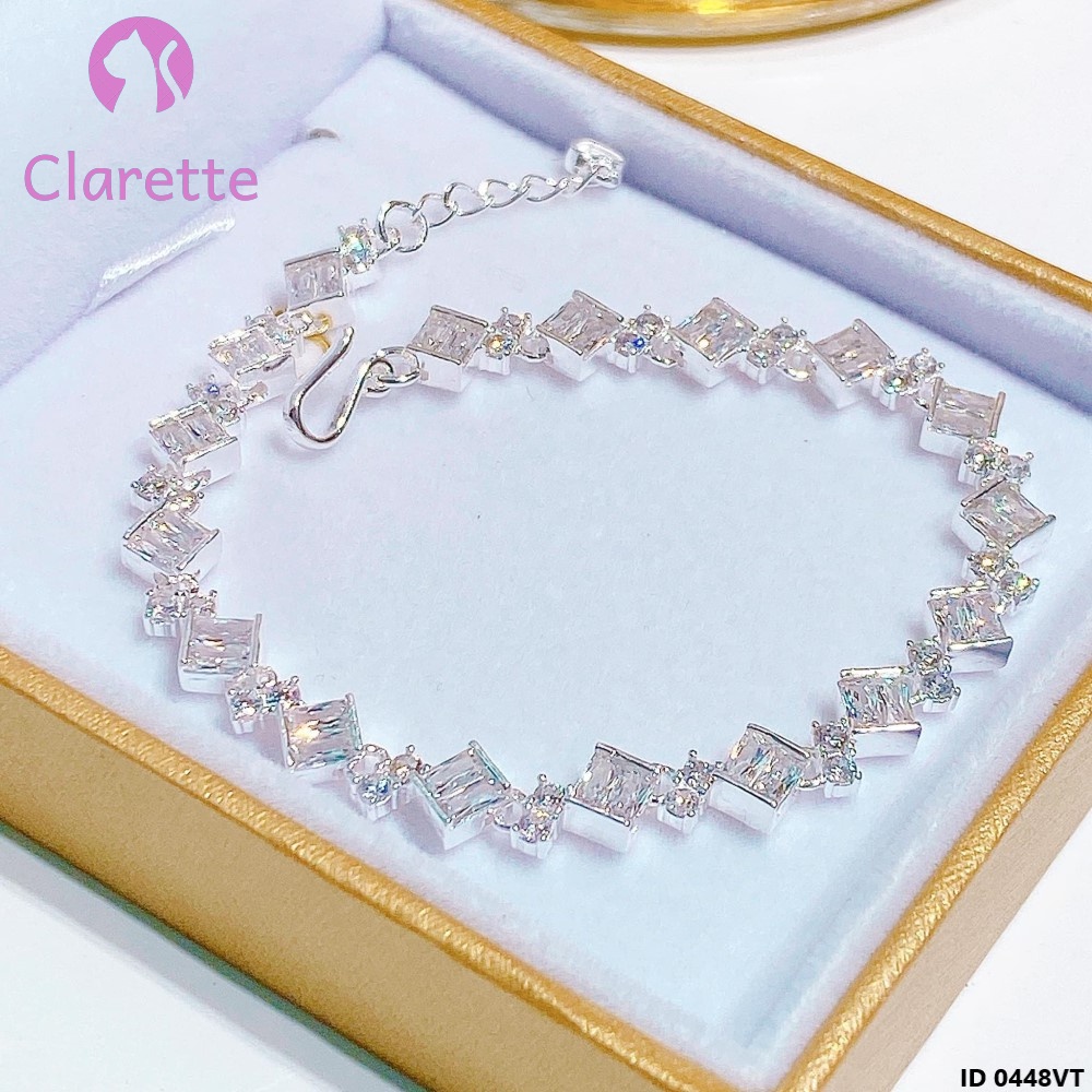 Vòng tay bạc hình vuông full đá Clarette 0448VT