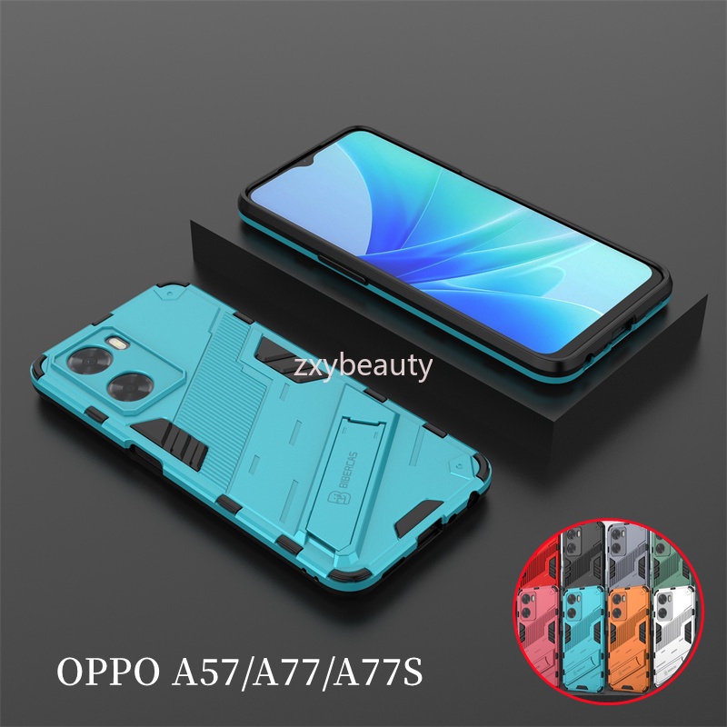 Ốp Điện Thoại Kiểu Giáp Chống Sốc Kèm Giá Đỡ Nhẫn Sang Trọng Cho OPPO A57 A77 4G A77S OPPO A77 S A 57