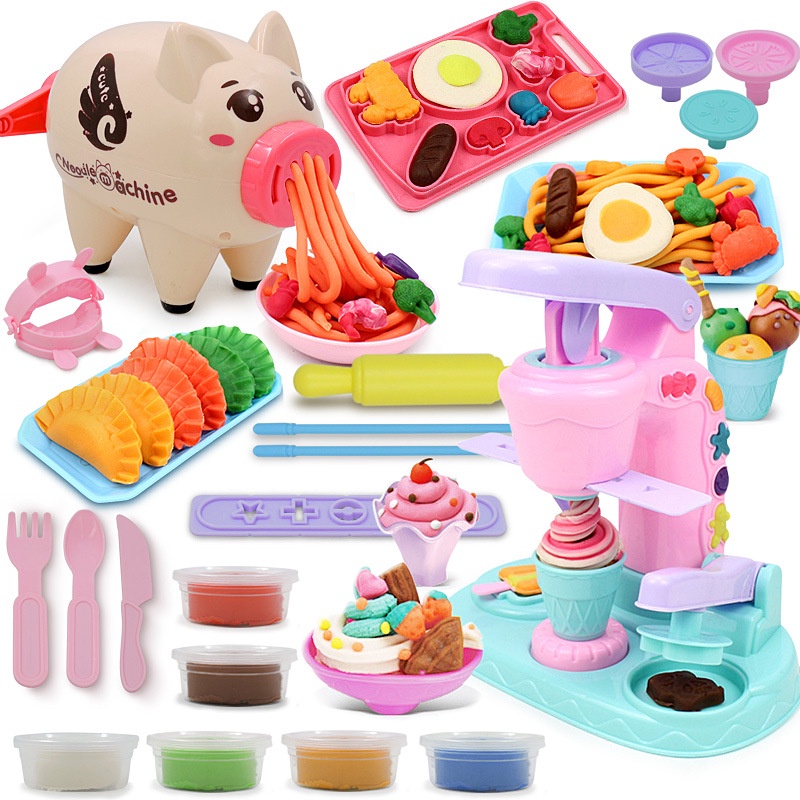 Đồ Chơi Máy Làm Bánh Mỳ Bún Đất Sét Hình Heo Dễ Thương Cho Bé Gái