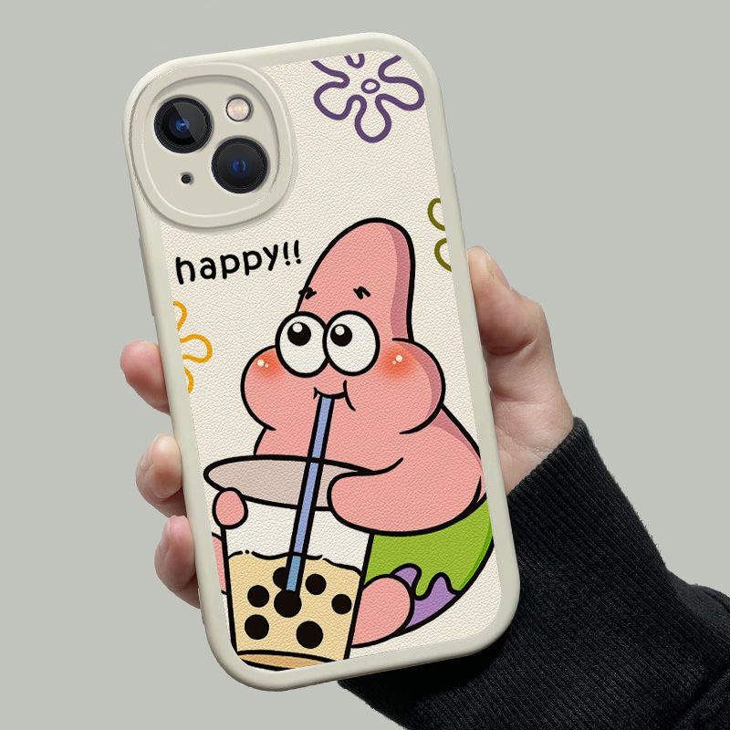 ️ Ốp lưng Hoạt hình Đơn giản Trọn gói Bao đựng Điện thoại SpongeBob SquarePants Bảo vệ chống bám vân tay chống rơi iPhone 11 12 7 8plus 13 Pro 14 12 Pro max 11Pro7 8 6G Xs Max XR