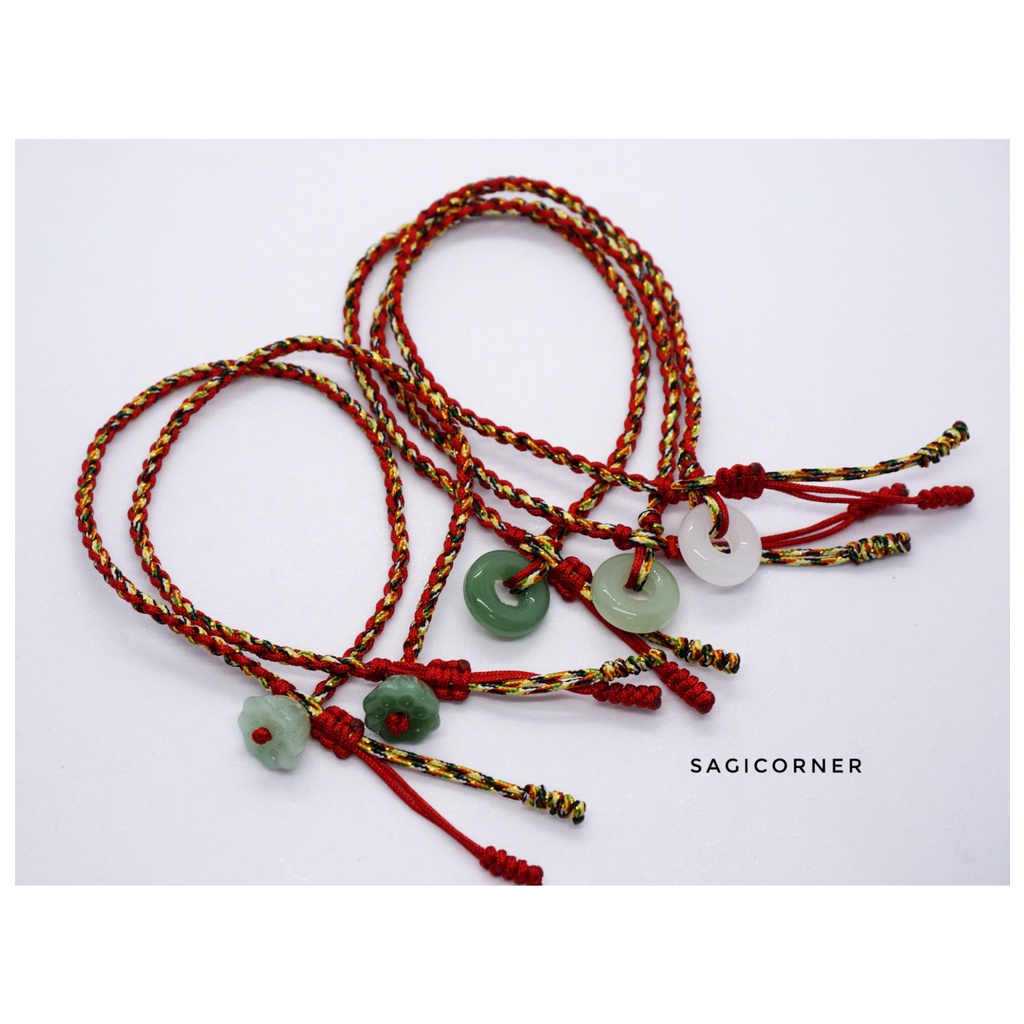 Vòng tay chỉ đỏ tết chỉ ngũ sắc kết đồng điếu, đài sen