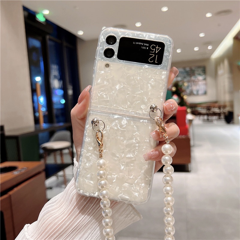 Ốp điện thoại HOCE phối dây đeo ngọc trai cho Samsung Z Flip 3 4 5G ZFlip3 ZFlip4 4