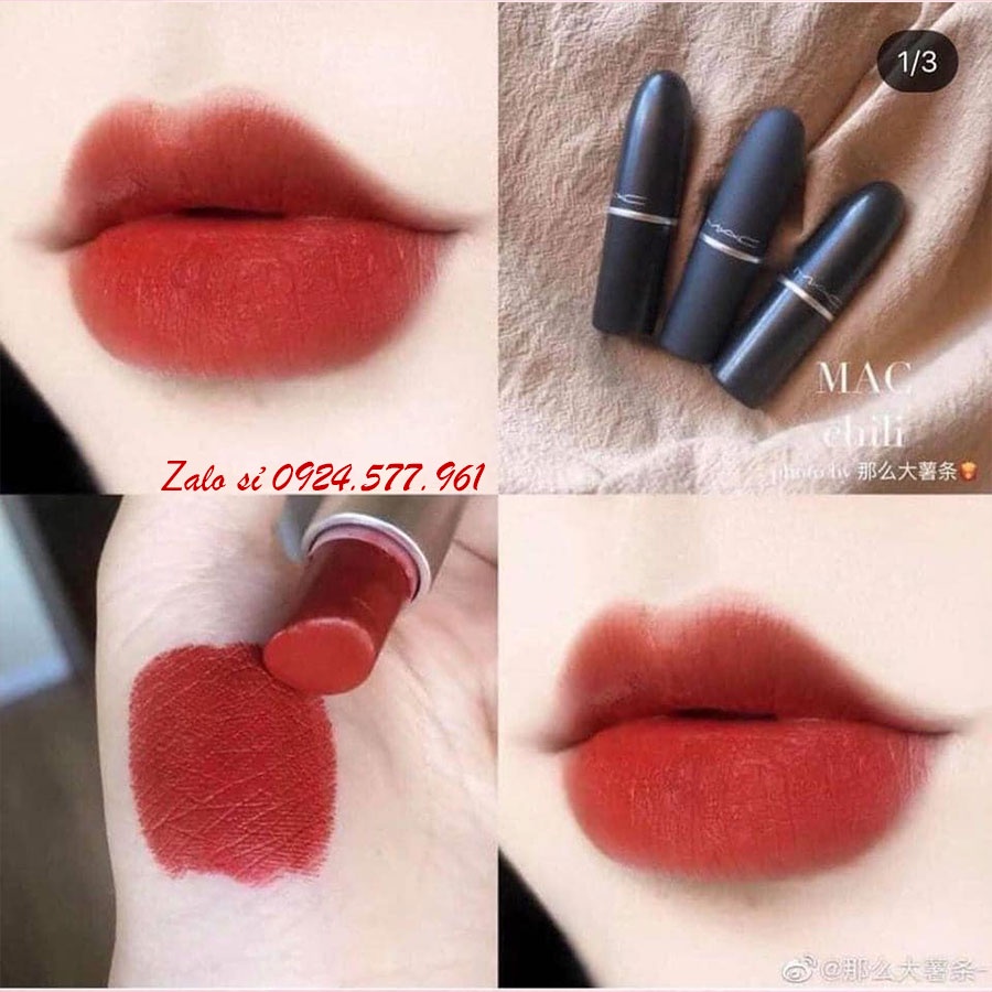 Son Mac chính hãng Ruby Woo, Chili, Marrakesh màu cam cháy đỏ gạch cam đất chuẩn Auth date tới 2023