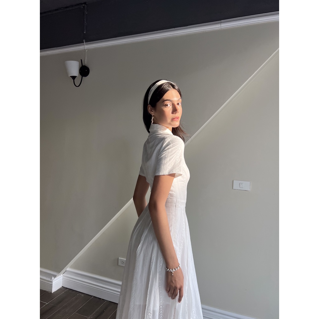 TIFFANY STUDIOS - Váy Trắng Dàng Dài Cổ Sơ Mi Thanh Lịch - LOUISE DRESS