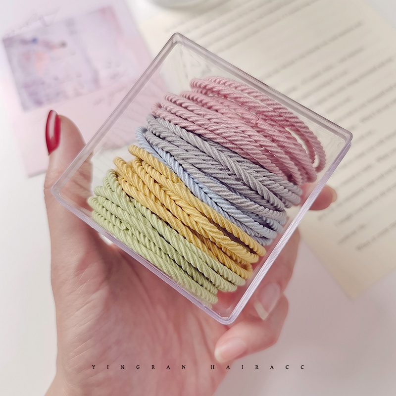 Set 50 Dây Buộc Tóc Cao Su Co Giãn Nhiều Màu Sắc