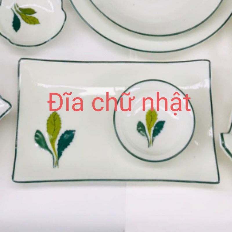 Bán lẻ bát đĩa vẽ ngò gai men kem.Hàng sứ Bát Tràng.