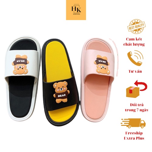 Dép Quai Ngang Nam Nữ BEAR đúc nguyên khối siêu êm, mềm dễ thương