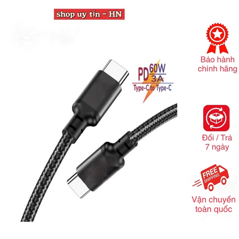 Cáp Sạc Nhanh 60W PD Cho Sam.sung,Xiaomi, Oppo, Realme, Android - Dây Sạc Type-C To Type-C X14