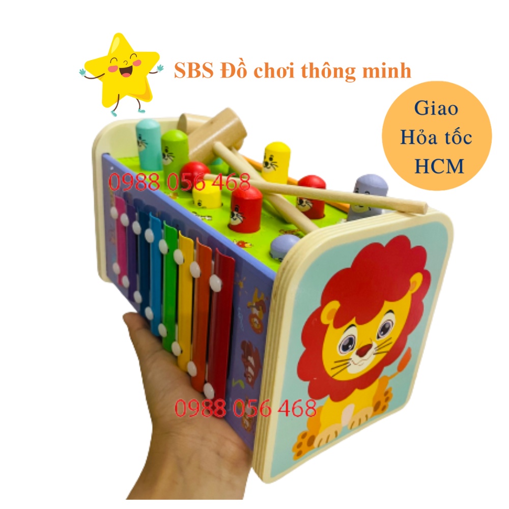 Đập chuột kết hợp đàn và tìm đường đa năng hình sư tử - Đồ chơi gỗ giải trí thông minh cho bé