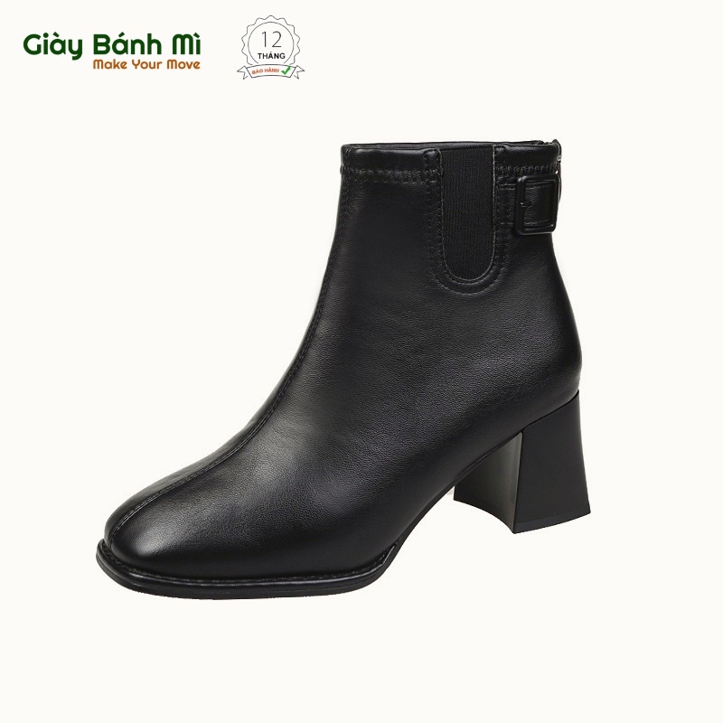 Giày Bốt Nữ Đế Vuông G1755 Cao 5cm có khoá kéo sau Hàng cao cấp bảo hành keo 12 tháng - Shop Giày Bánh Mì