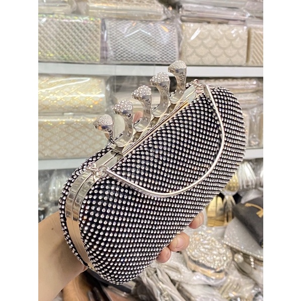 Bóp Đầm Cầm Tay Có Quai Đeo Vai Kết Hạt Thủ Công