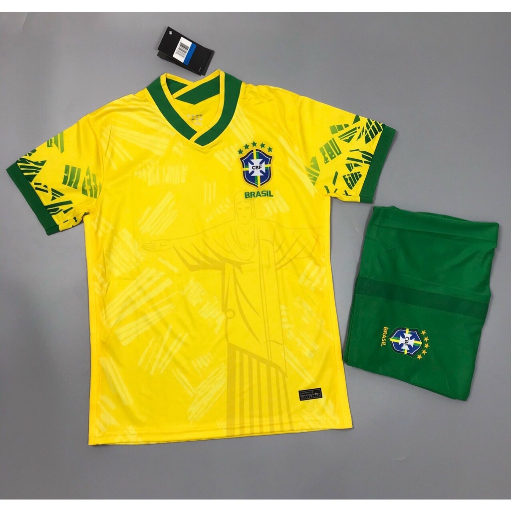 Áo Bóng Đá - Áo Đá Banh -Đội Tuyển Brazil- Vàng -Polyester thái cao cấp