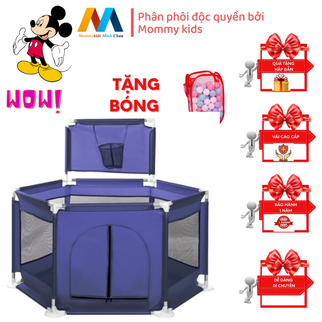 Quây cũi MOMMYKIDS MẪU MINH CHÂU quây lục giác nhà bóng bảo vệ bé, tạo không gian vui chơi cho bé an toàn