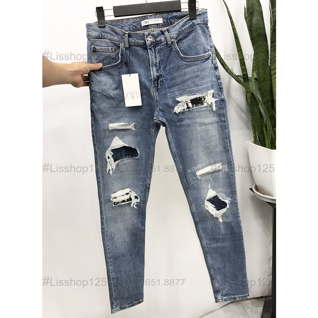 Quần Jeans Nam ZARA Authentic Rách Đáp Kín Cực Chơi