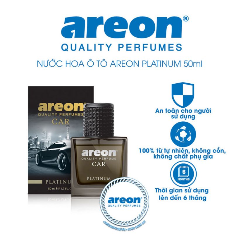 Nước hoa ô tô cao cấp Areon hàng nhập khẩu Bulgaria, nước hoa khử mùi xe hơi 50ml có kiểm định COCQ