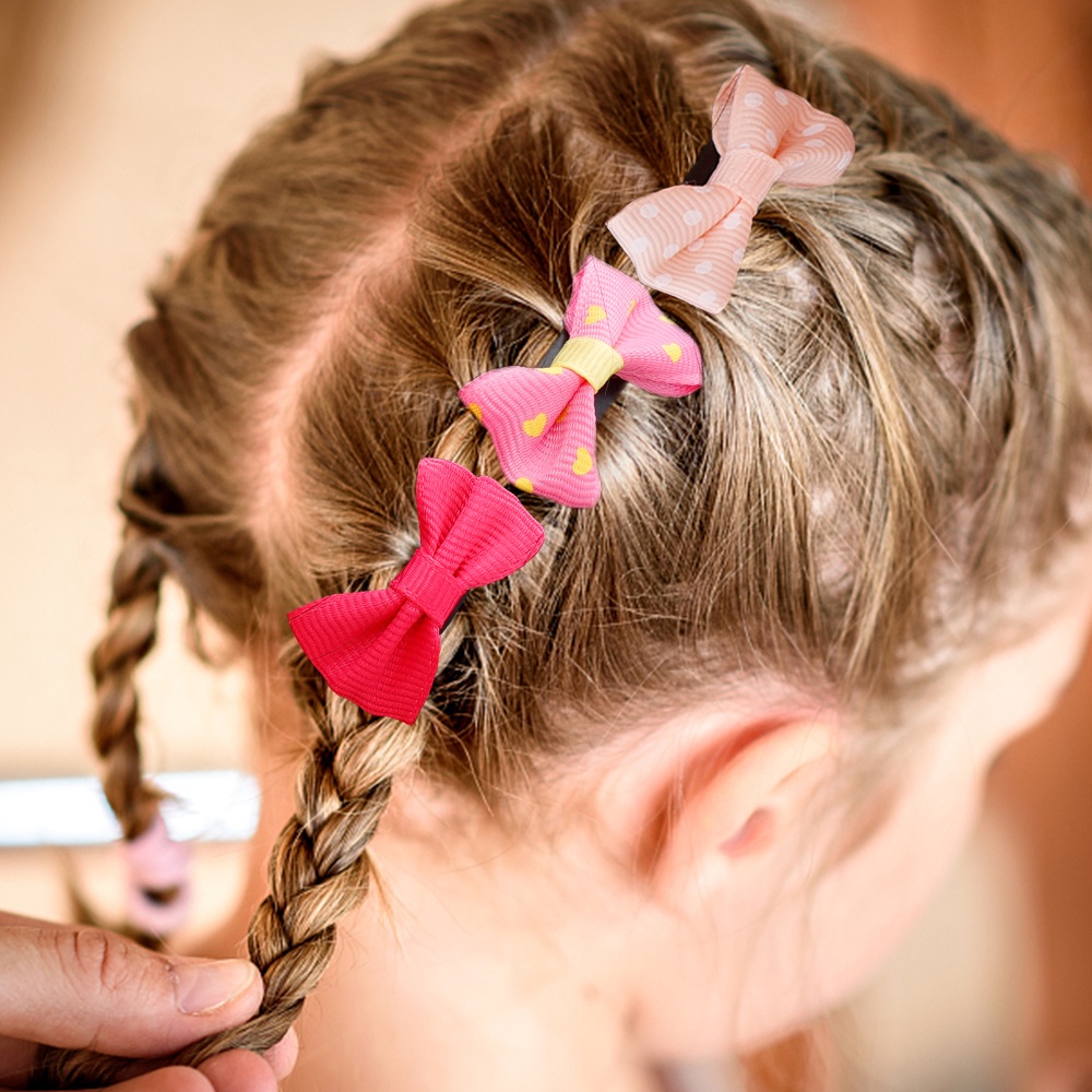 10Pcs/lot Candy Color Baby Mini Small Bow Hair Clips Safety Hair Pins Barrettes for Children Girls Kids Hair Accessories
