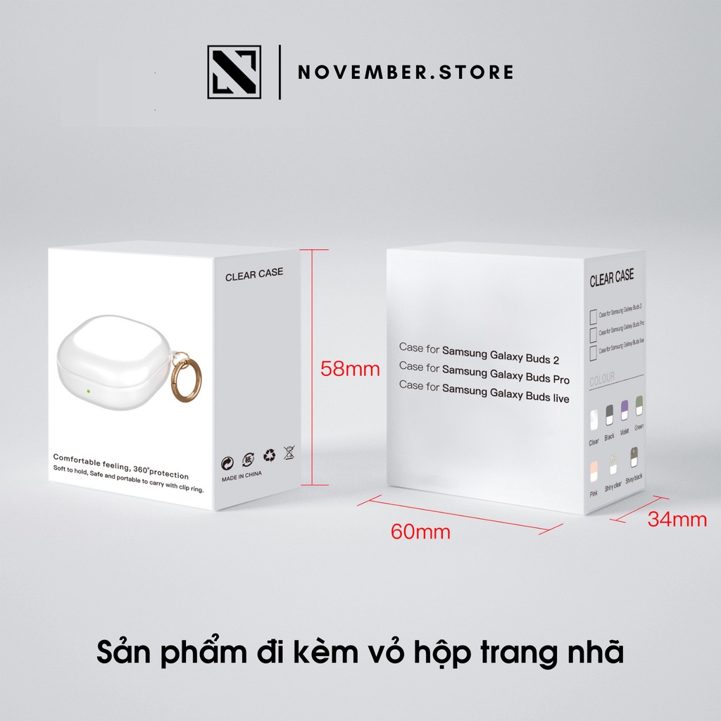 Ốp case dẻo nhiều màu cho Samsung Buds2 Pro / Buds 2 / Buds FE / Buds Pro / Buds Live - Tặng kèm móc treo mạ vàng